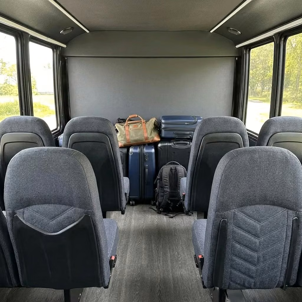 menlo park 25 passenger minibus luggage area