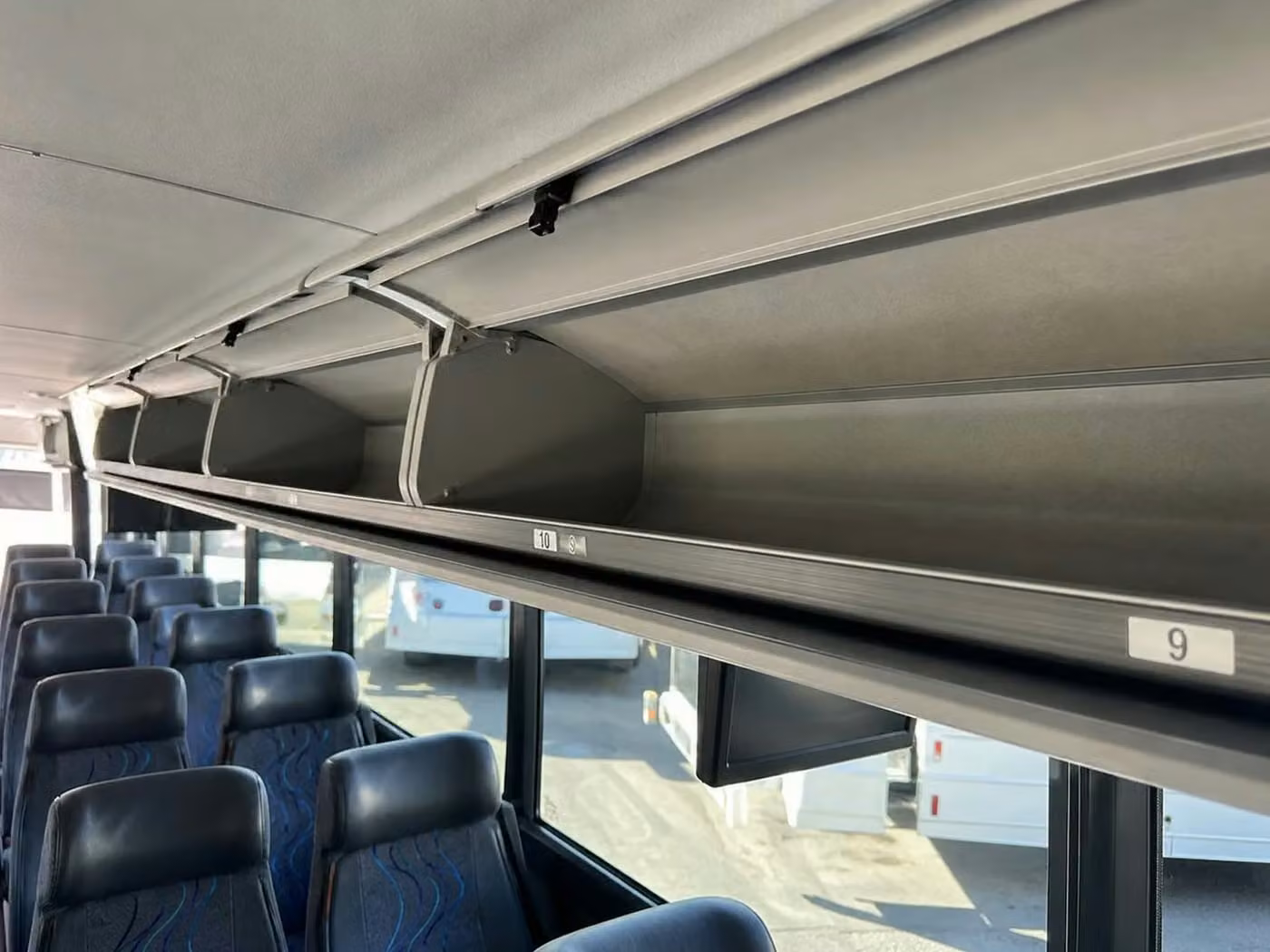 menlo park 25 passenger minibus overhead storage