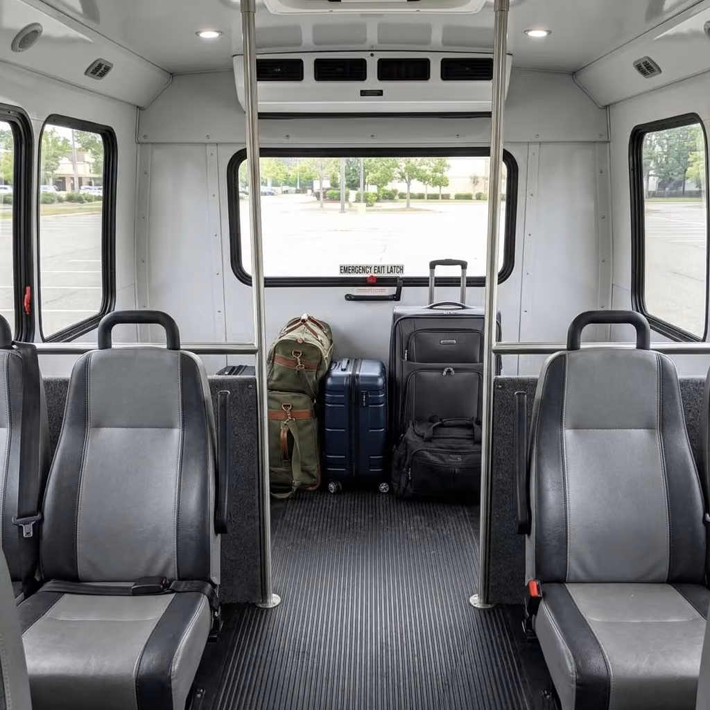 menlo park 28 passenger minibus luggage area
