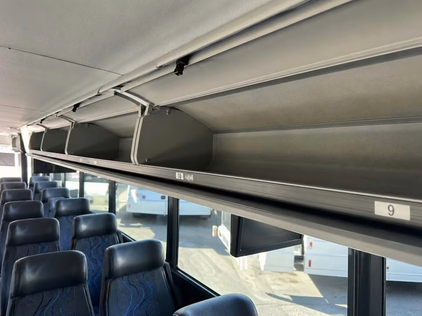 menlo park 28 passenger minibus overhead storage