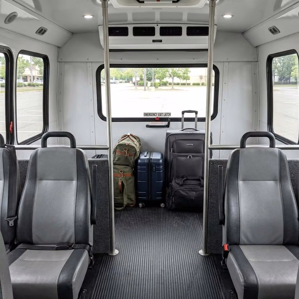 menlo park 30 passenger minibus luggage area