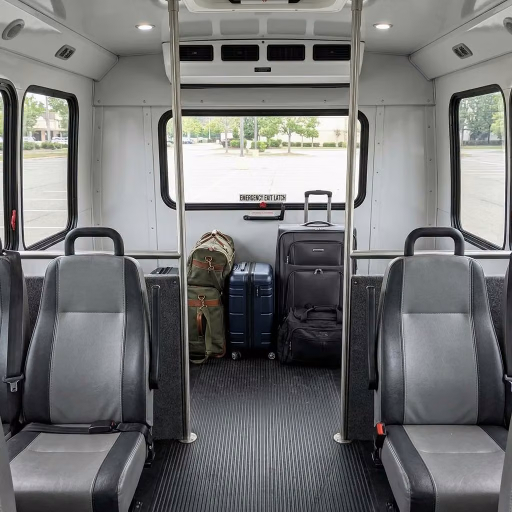menlo park 35 passenger minibus luggage area