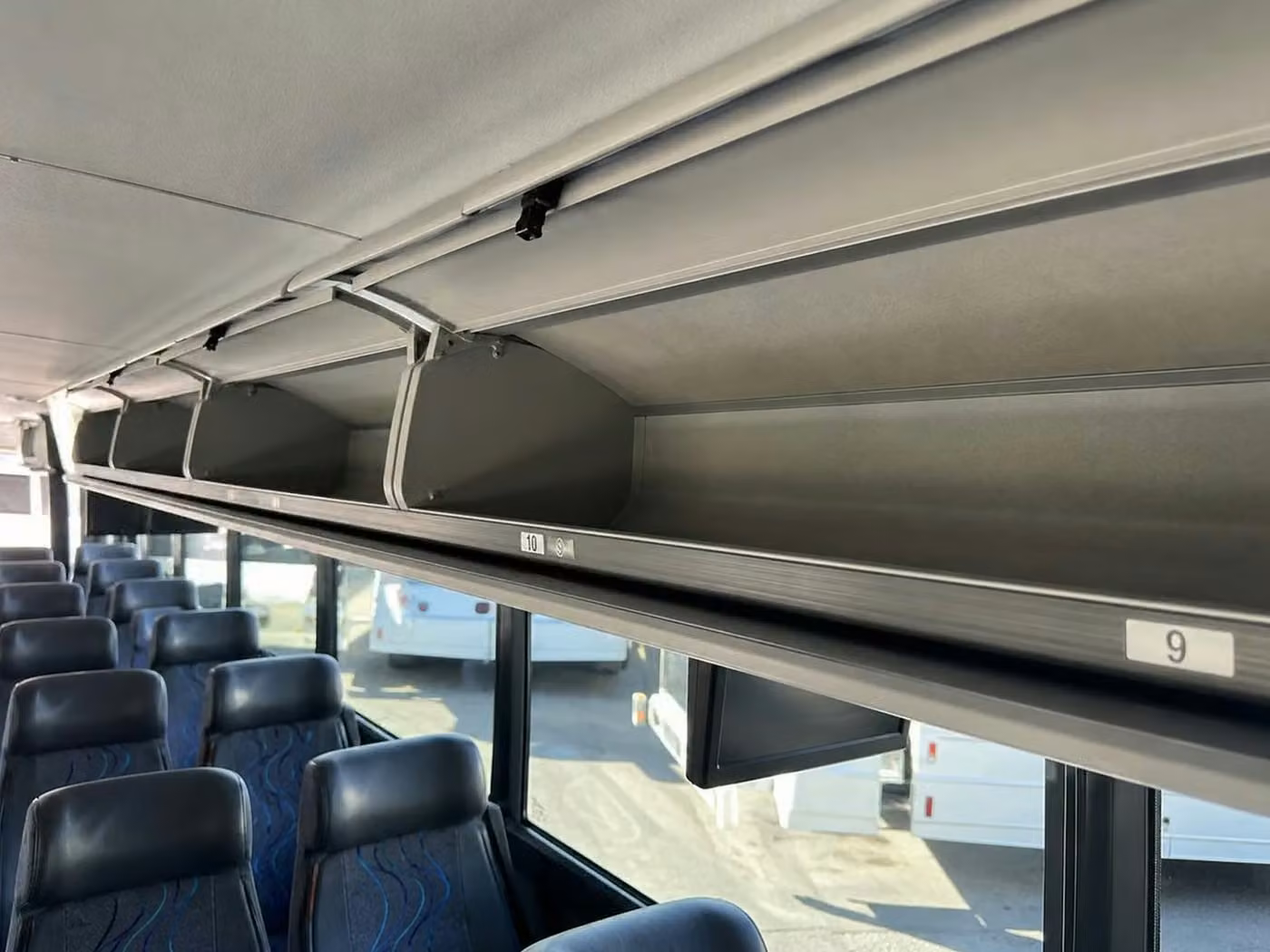 menlo park 35 passenger minibus overhead storage