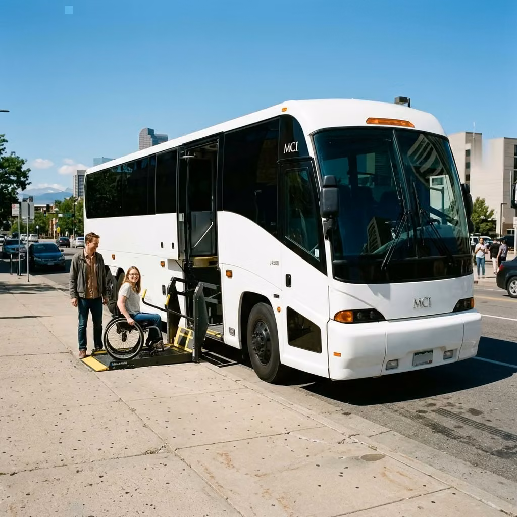 menlo park 56 passenger charter bus wheelchair lift
