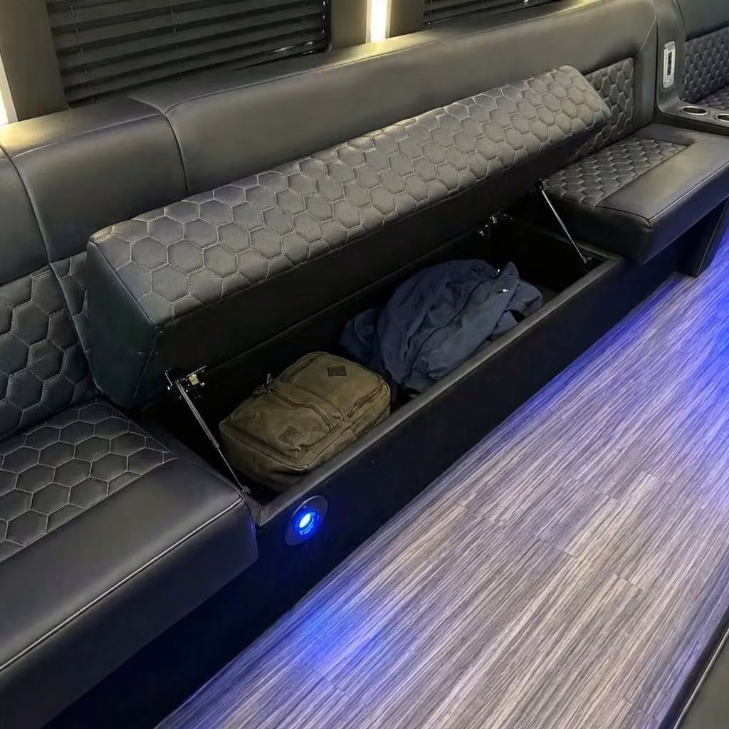 menlo park party bus under seat storage