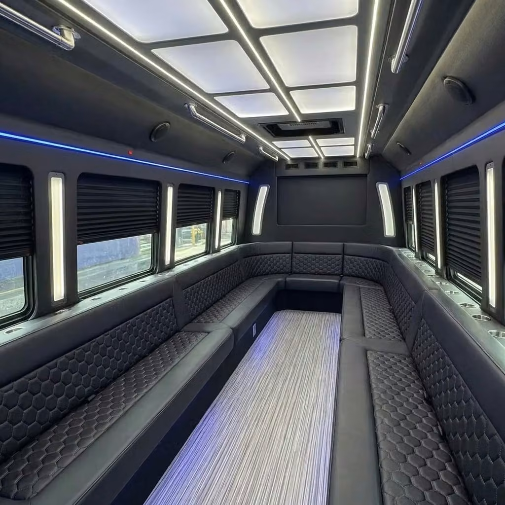 menlo park party bus wraparound seating