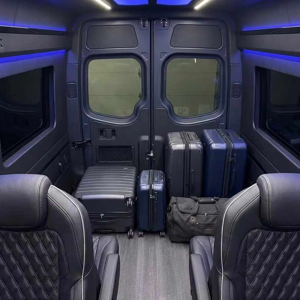 menlo park sprinter van rental with driver luggage area